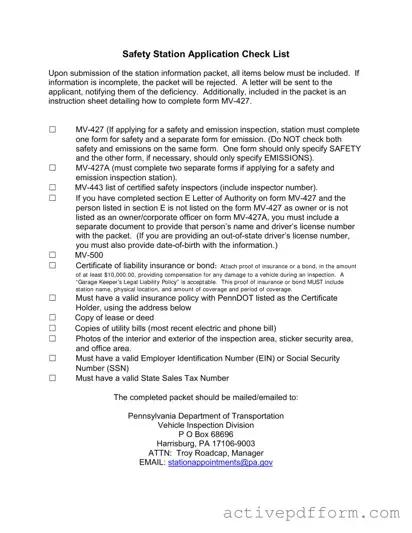 Free Mv 427 Penndot Template