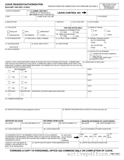 Free Navcompt 3065 Template