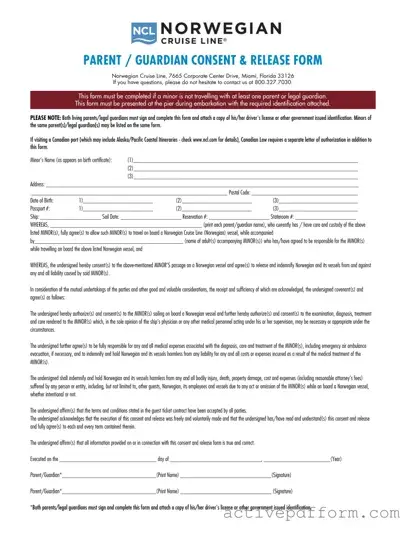 Free NCL Parental Consent Template