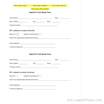 Free Negative Hiv Test Template