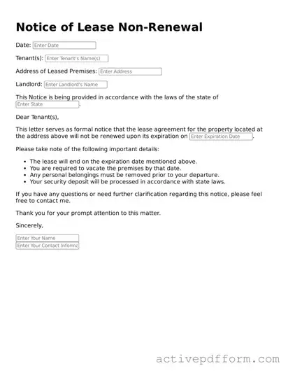 Blank Notice of Lease Non-Renewal Document