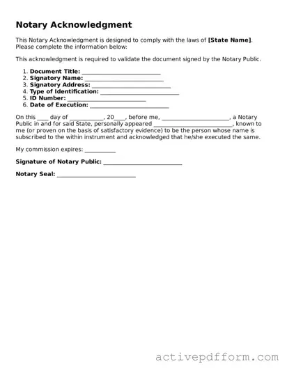 Blank Notary Acknowledgement Document