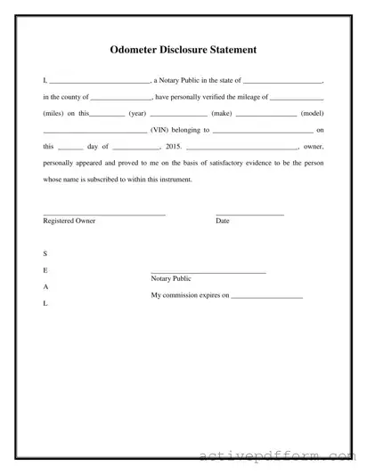 Free Notarized Odometer Statement Template