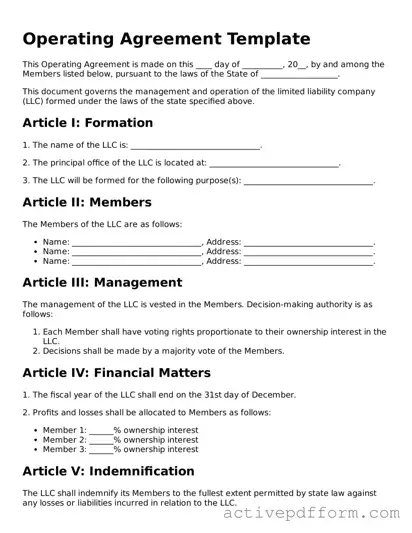 Blank Operating Agreement Document