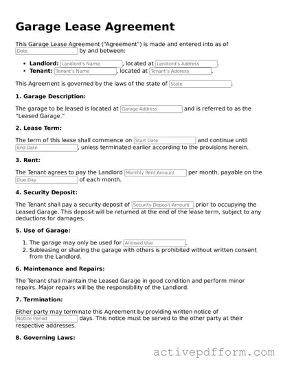 Blank Garage Lease Agreement Document