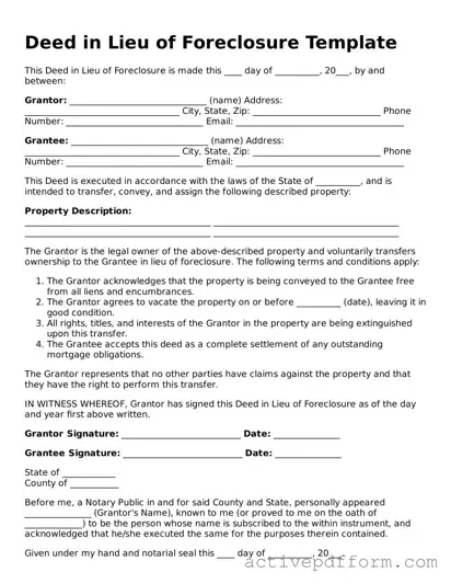 Blank Deed in Lieu of Foreclosure Document