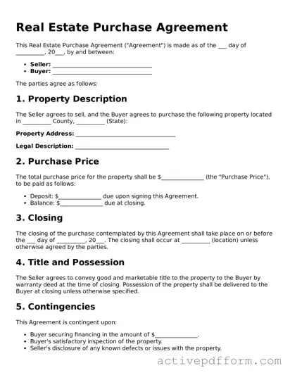 Blank Real Estate Purchase Agreement Document