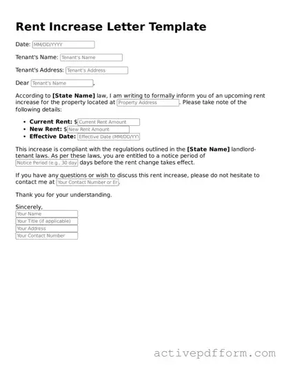 Blank Rent Increase Letter Document