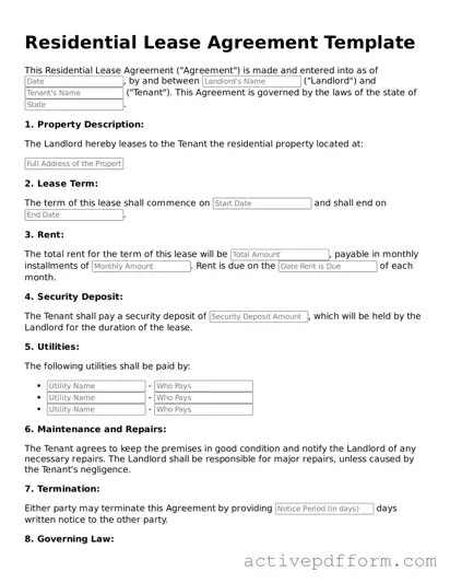 Blank Residential Lease Agreement Document