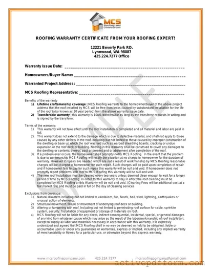 Free Roofing Warranty Certificate Template