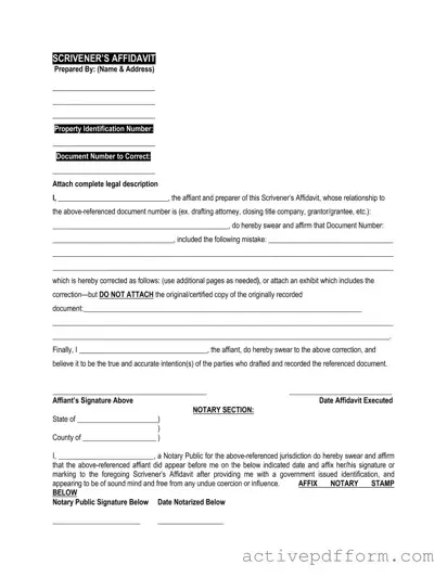 Free Scrivener's Affidavit Template