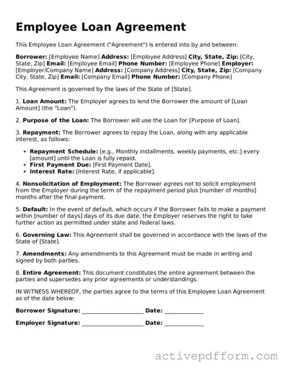 Blank Employee Loan Agreement Document