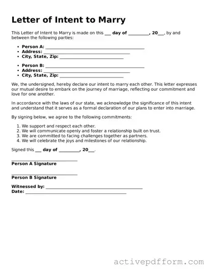 Blank Letter of Intent to Marry Document