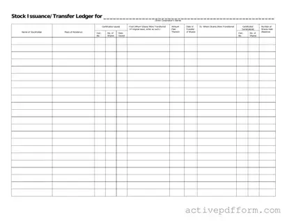 Free Stock Transfer Ledger Template