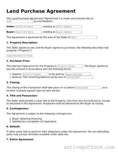 Blank Land Purchase Agreement Document