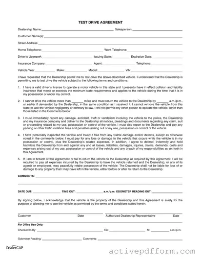 Free Test Drive Template