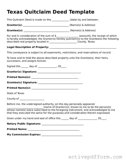 Blank Texas Quitclaim Deed Document
