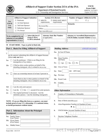 Free USCIS I-864 Template