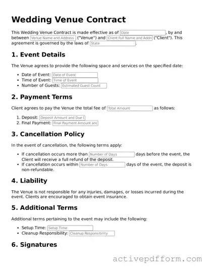 Blank Wedding Venue Contract Document