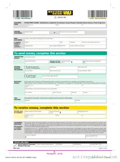 Free Western Union Template