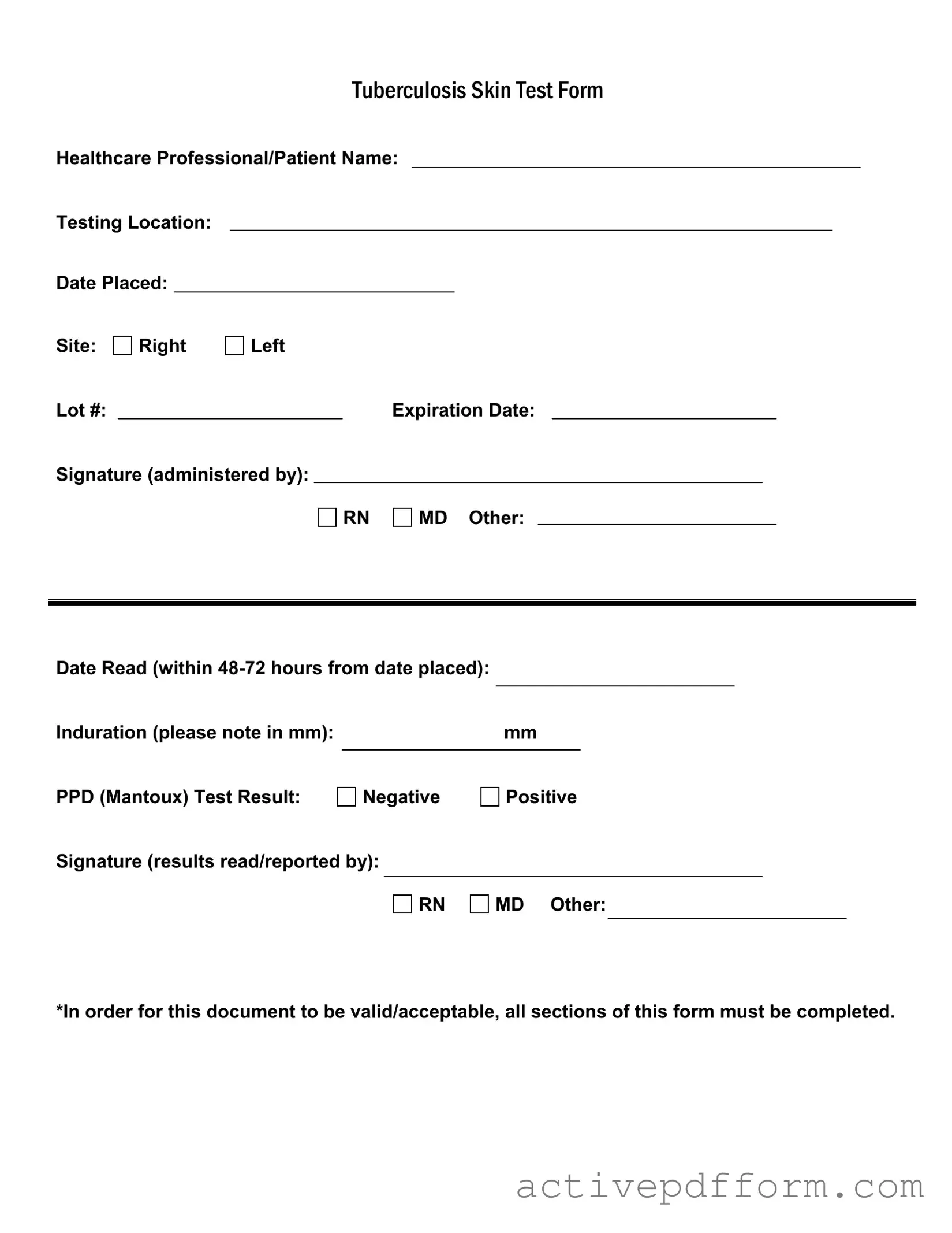 Free Tb Test Template