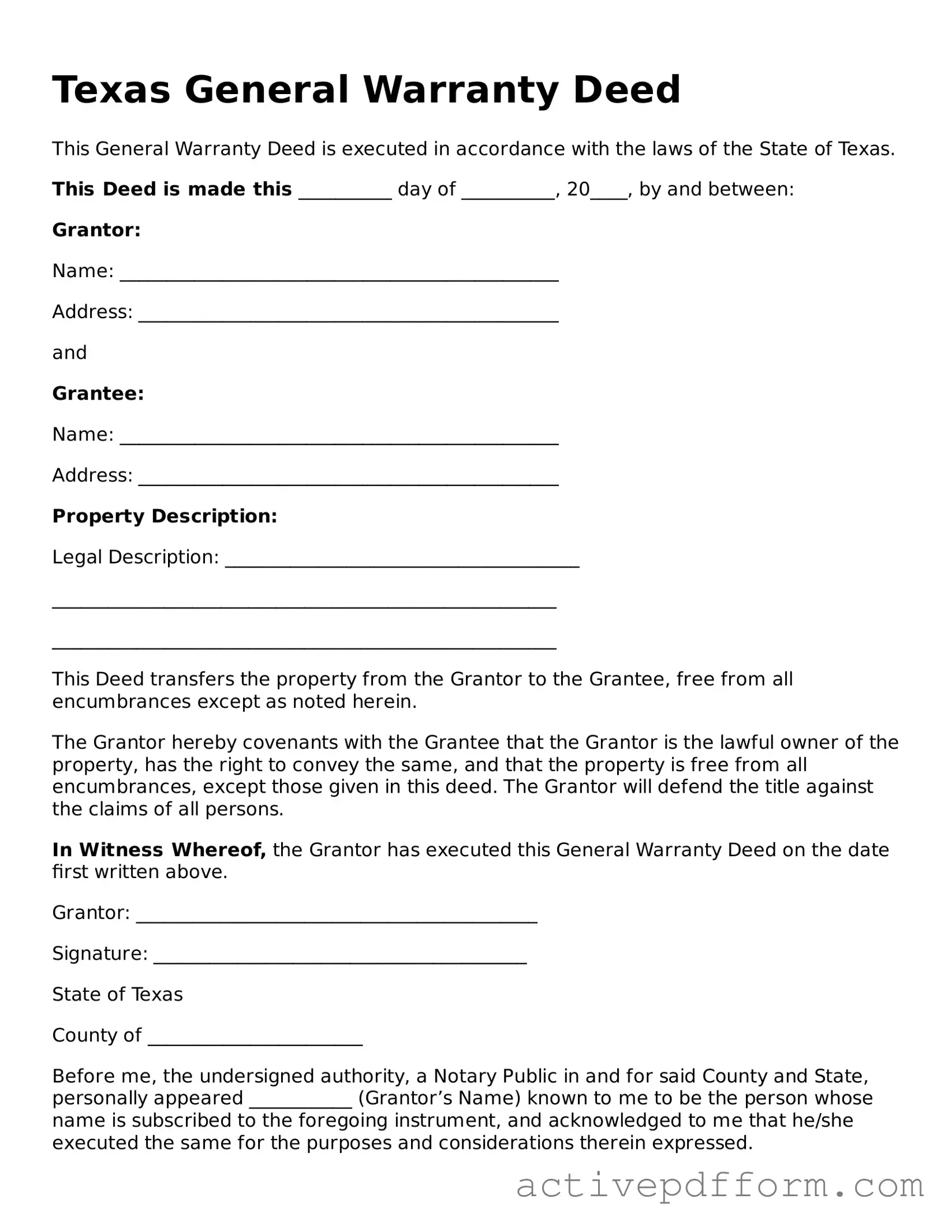 Blank Texas Deed Document