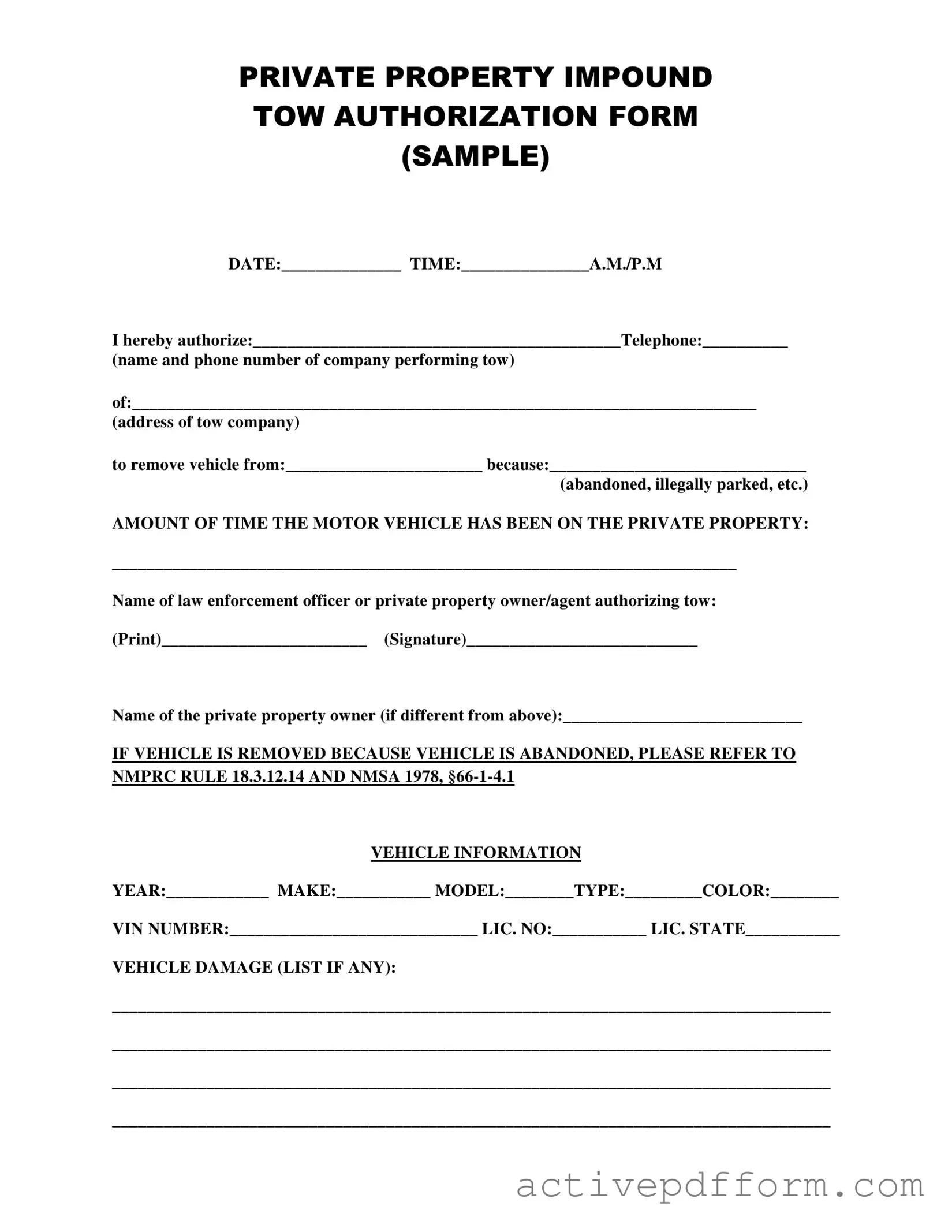 Free Tow Authorization Template
